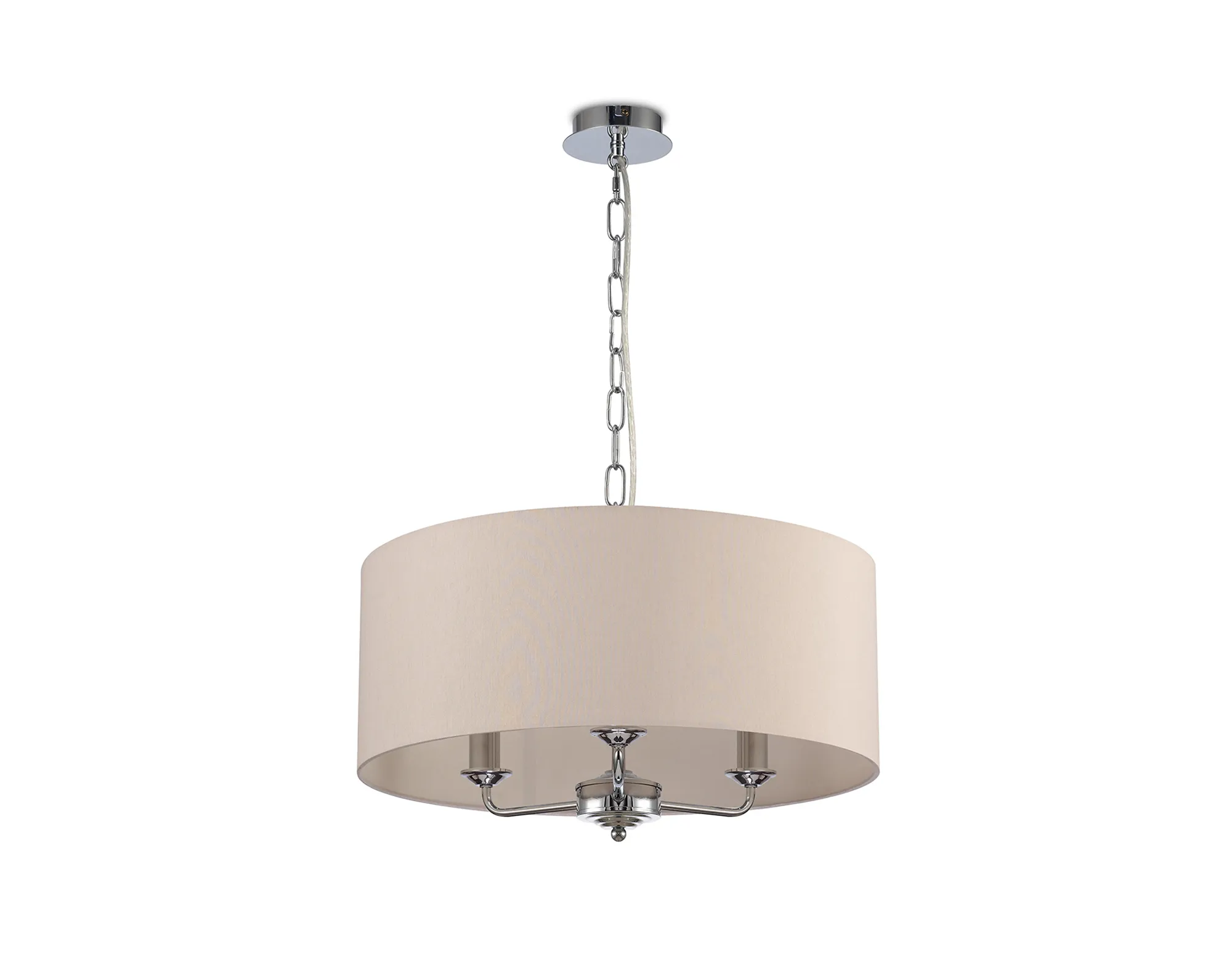 Banyan 50cm 3 Light Pendant Polished Chrome, Nude Beige/Moonlight DK0024  Deco Banyan CH NU